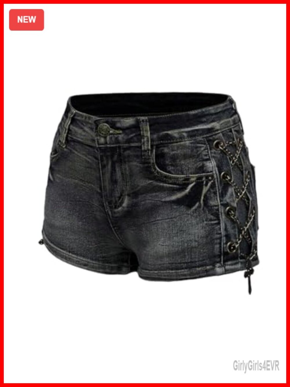 Vintage Grunge Denim Micro Shorts Low Rise Y2K Lace Up Distressed